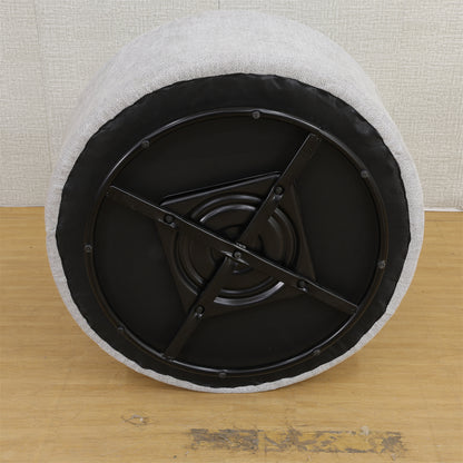 US Local Sofa Stool Set With Storage Function, Grey-White Breathable Sackcloth