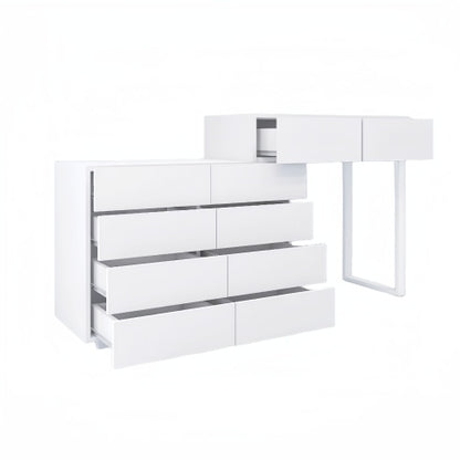 US Local Extended Desktop 10 Drawers Chest Of Drawer Without Handle White Color Vanity