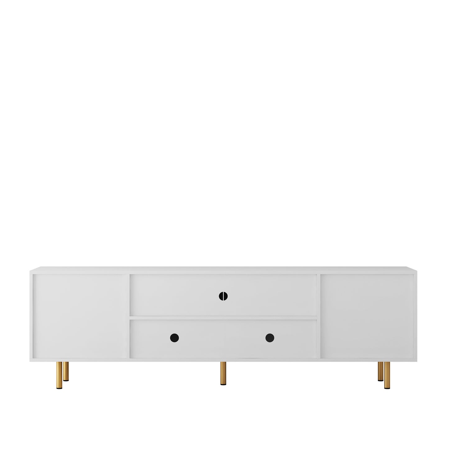 US Local White Modern TV Stand Fluted T, Entertainment Center With Storage Doors, TV Console Media Cabinet, For 55 Inch TV, Living Room