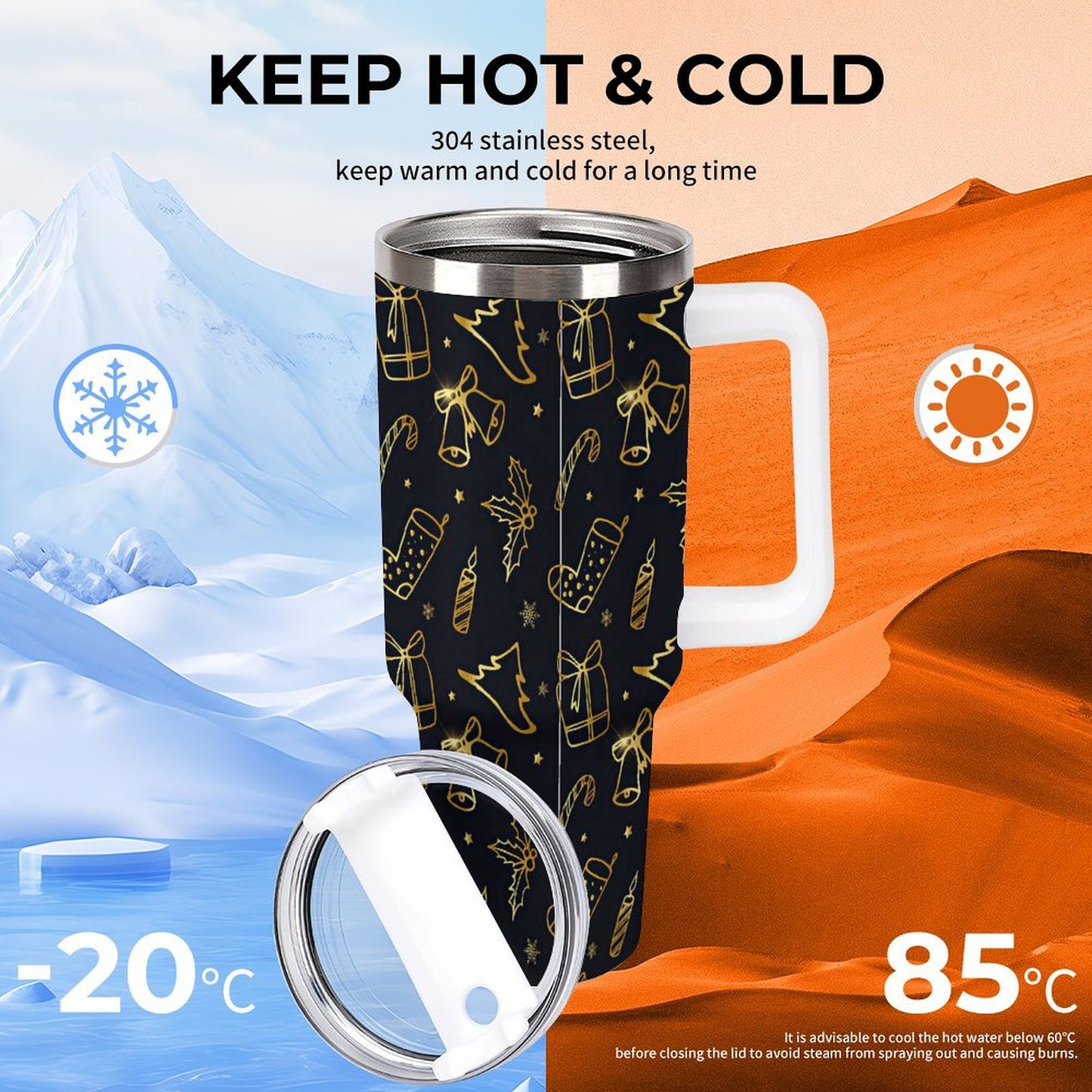 PHDT00290 POD US Local Tumbler 40 oz Large Capacity Car Cup Christmas Gift Golden