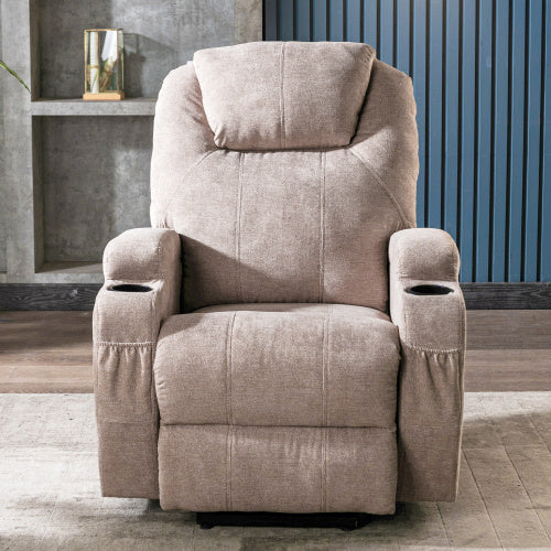 UK Local Power Lift Recliner Chair Massage Chair For Elderly, Electric Lift Chair With Heat And Massage, Fabric Recliner Sofa With 2 Cup Holders, Side Pockets  Remote Control For Living Room