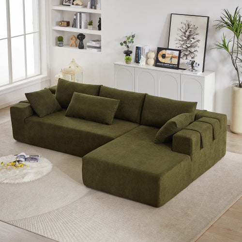 US Local Modern Chenille Upholstered Sectional Sofa Couch Set,Modular 108 L Shaped Sectional Living Room Sofa Set With 6 Pillows,Free Combination Sofa Couch For Living Room,Bedroom