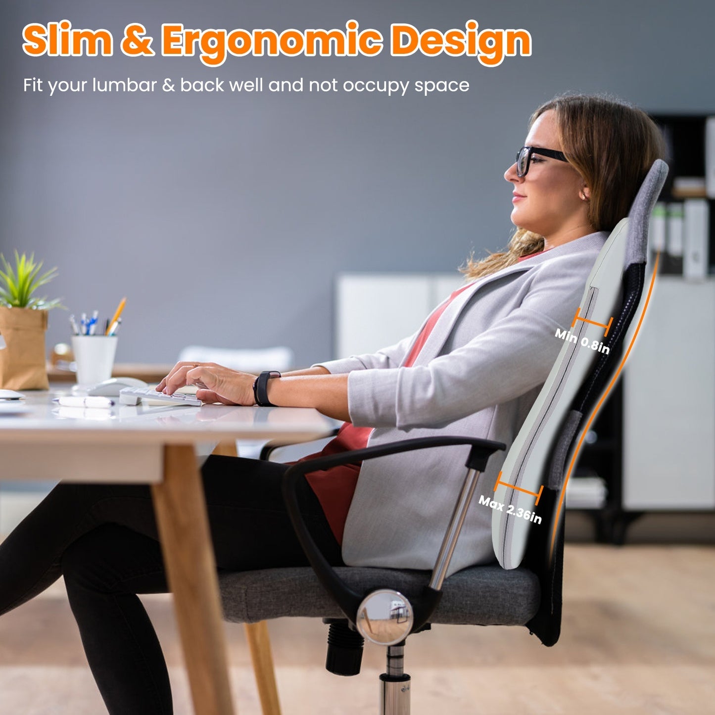 US Local 1 Set  Shiatsu Back Massager 3D Deep Tissue Kneading Massage Pillow Cordless USB Rechargeable With 3 Massaging Modes 2 Heating Levels 10Mins Auto-Off For Back Shoulder Waist Lumbar No Chair