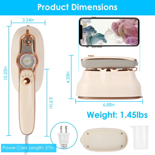 US Local 1Pc 1200W Foldable Handheld Clothes Iron Steamer With Wet Dry Ironing Mode Portable Garment Steamer Travel Clothing Wrinkles Remover With Temperature Display