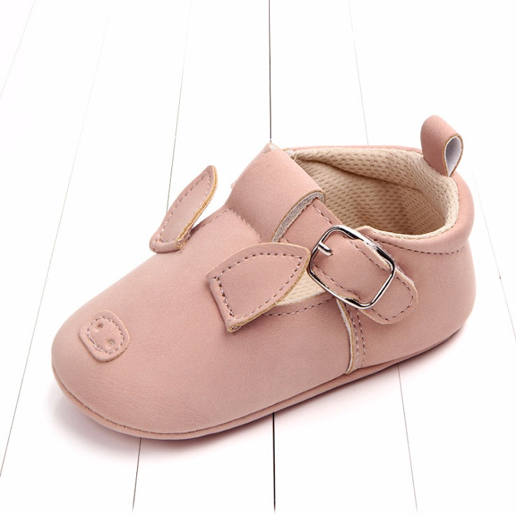 US Local Spring and autumn cartoon animal baby shoes matte leather non-slip soft bottom