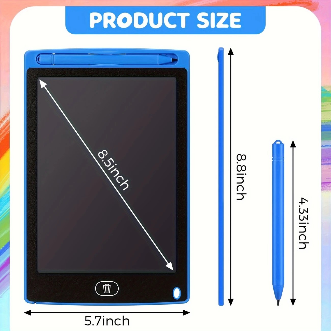 US Local 8.5 Inch Color LCD Doodle Board - Reusable & Erasable Drawing Tablet For Kids, Perfect Gift For Birthdays, Christmas & School