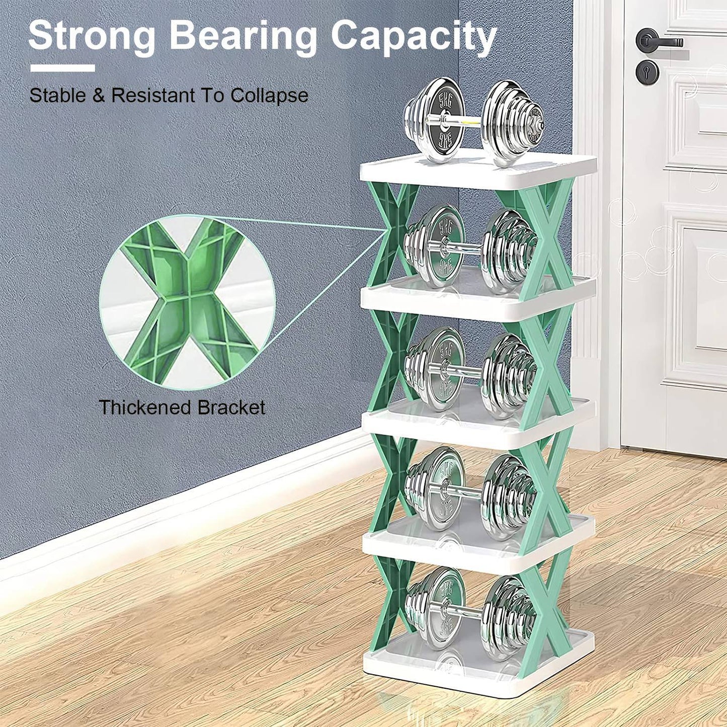 US Local 1Pc 9Tier Narrow Entryway Shoe Rack Plastic Vertical Shoe Organizer Space Saving Free Standing Shoes Storage Shelf Closet Hallway