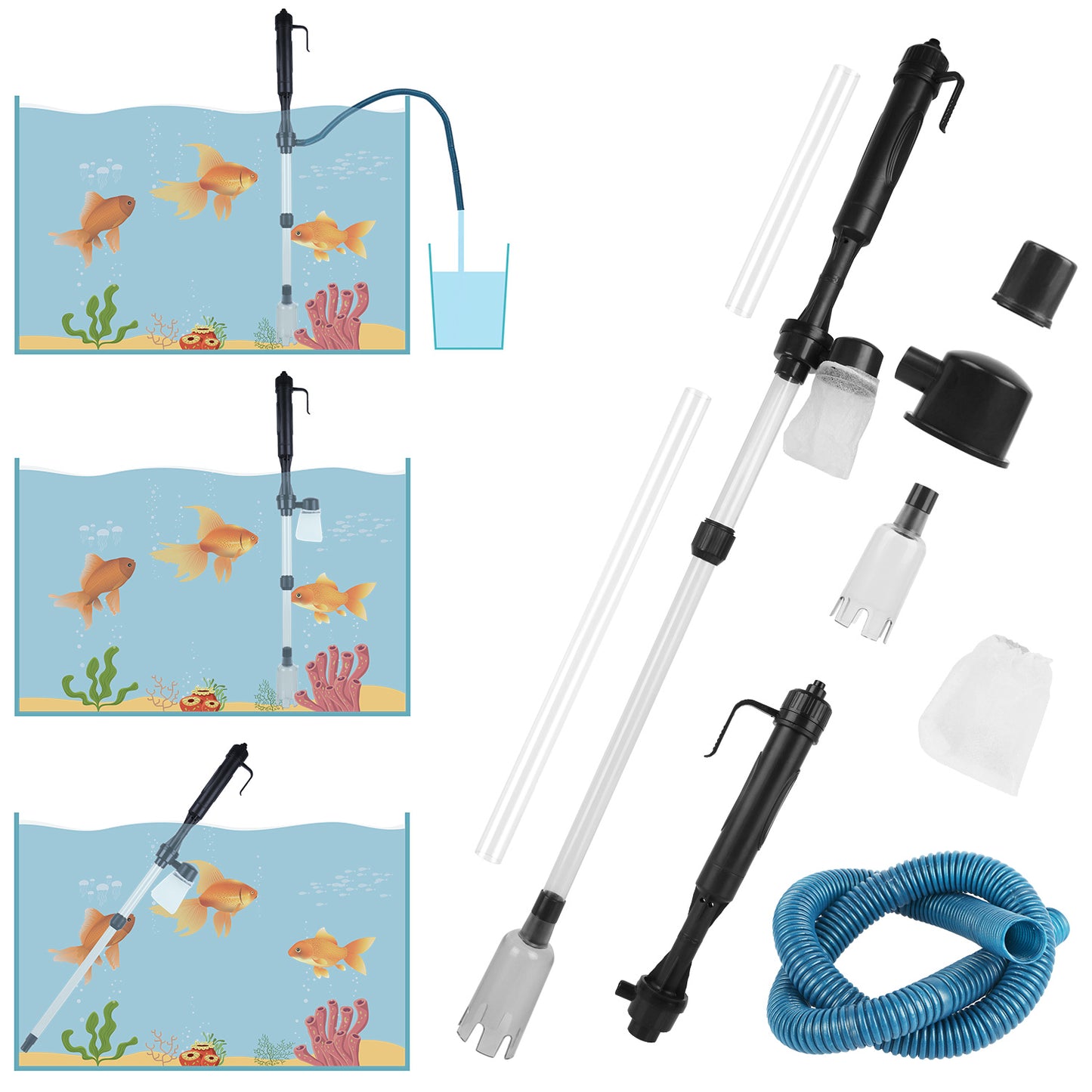 US Local Battery-Operated Aquarium Vacuum Gravel Cleaner
