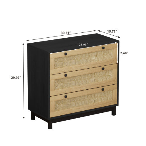 US Local 3 Drawer Storage Cabinet Rope Woven Drawer, Suitable For Bedroom, Living Room, Dining Room, Hallway