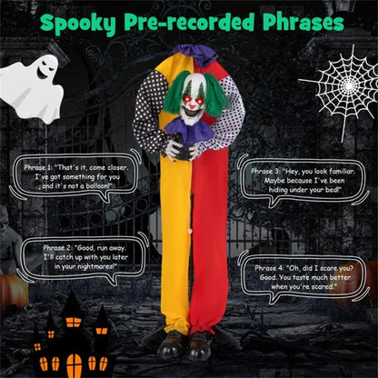 US Local 4.5FT Halloween Clown Decoration With LED Eyes And Phrase Recording