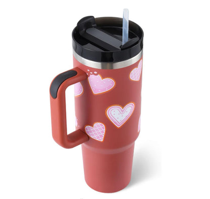 US Local 40 Oz Tumbler With Handle Straw Insulated, Stainless Steel Spill Proof Vacuum Coffee Cup Tumbler With Lid Tapered Mug Gifts For Valentine Lover Suitable For Car Gym Office Travel