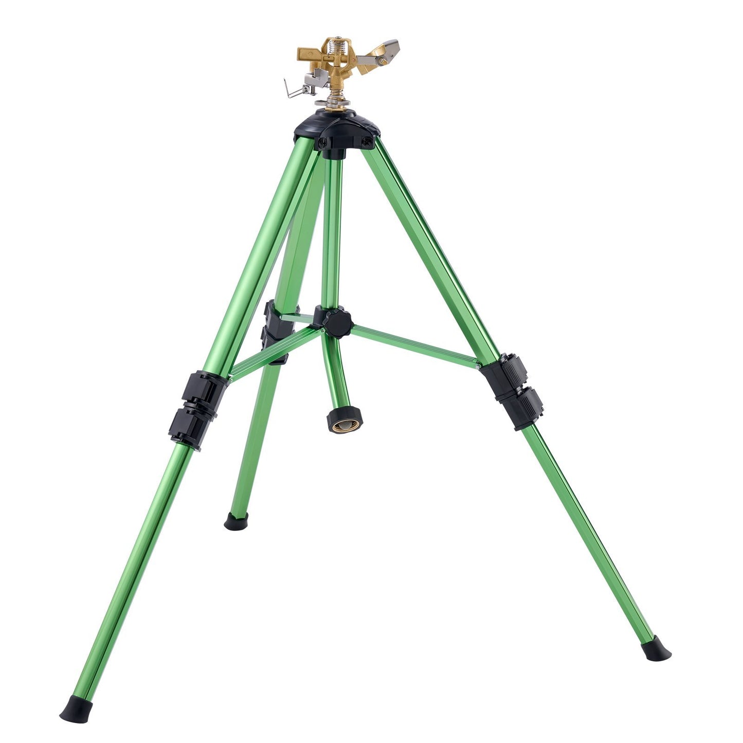 US Local VEVOR Impact Sprinkler On Tripod Base, Heavy Duty Tripod Sprinklers With Brass Head & Connector, 360 Degree Large Area Coverage Irrigation Sprinkler, Adjustable Heights Sprinkler For Yard Green