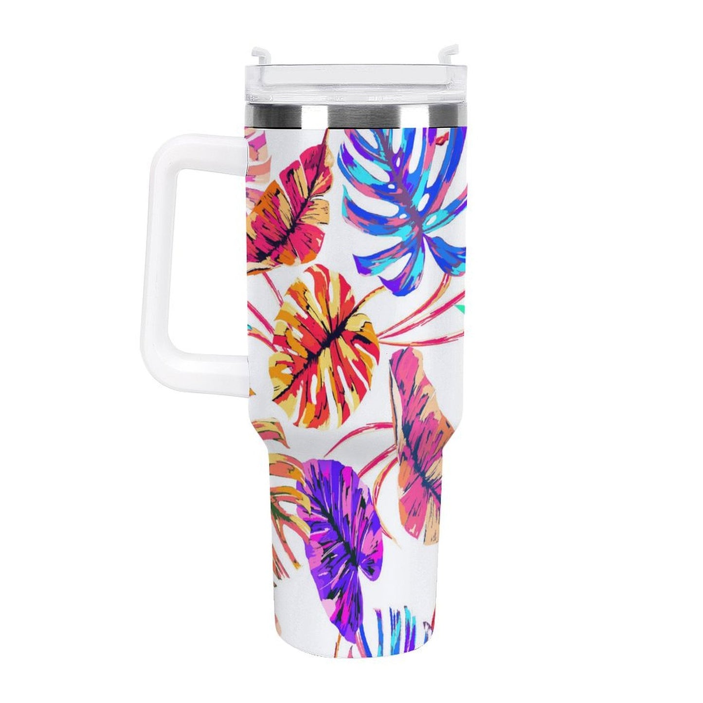PHDT00414 POD US Local Tumbler 40 oz Large Capacity Car Cup Monstera, Summer, Dazzling, Tropical