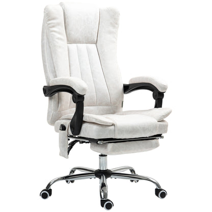 US Local Massage Office Chair With 6 Points And Heat, Reclining Computer Chair With Adjustable Height And Footrest, White