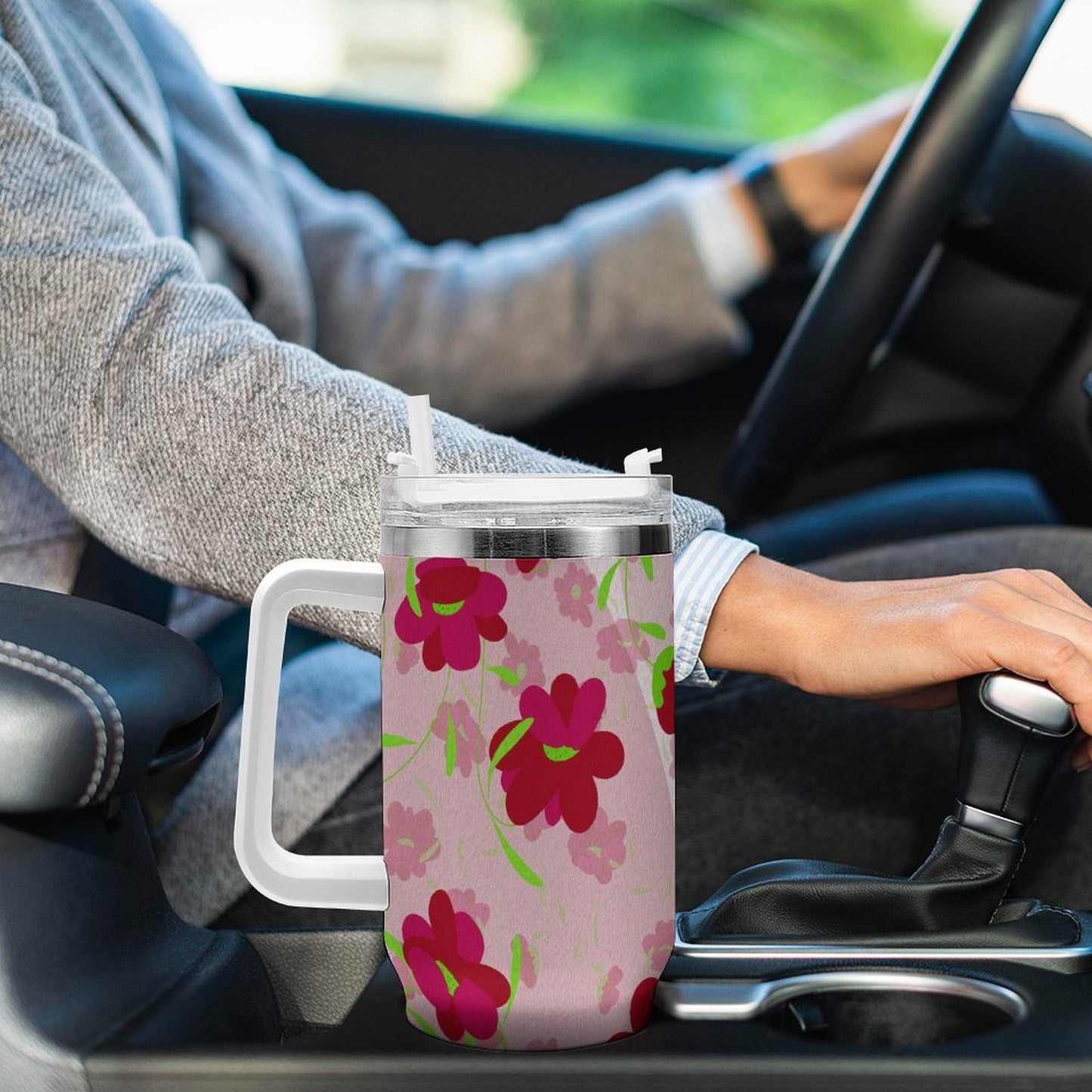 PHDT00029 POD US Local Tumbler 40 oz Large Capacity Car Cup Rose Saffron, Noble,  Flowers