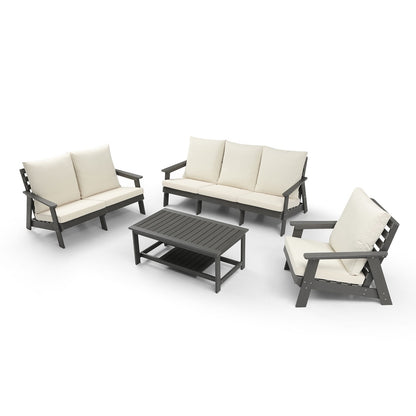 US Local HIPS 3 Seater Sofa With Cushion For Outdoor, Garden, Porch, Poolside, Terrace