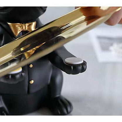 US Local French Bulldog Statue Home Decoration, Cute Dog Statue With Tray, French Bulldog Accessory Gift, Black Or Brown Sculpture Home Decor Tray Black