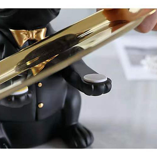 US Local French Bulldog Statue Home Decoration, Cute Dog Statue With Tray, French Bulldog Accessory Gift, Black Or Brown Sculpture Home Decor Tray Black