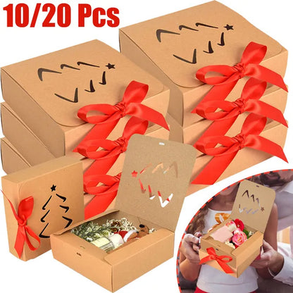 US Local 10 Pcs Christmas Gift Boxes With Lids And Red Ribbon Hollow Christmas Tree Beautiful Assorted Boxes Xmas Holiday Gift Wrap Boxes For Xmas Birthday Wedding Holiday Parties