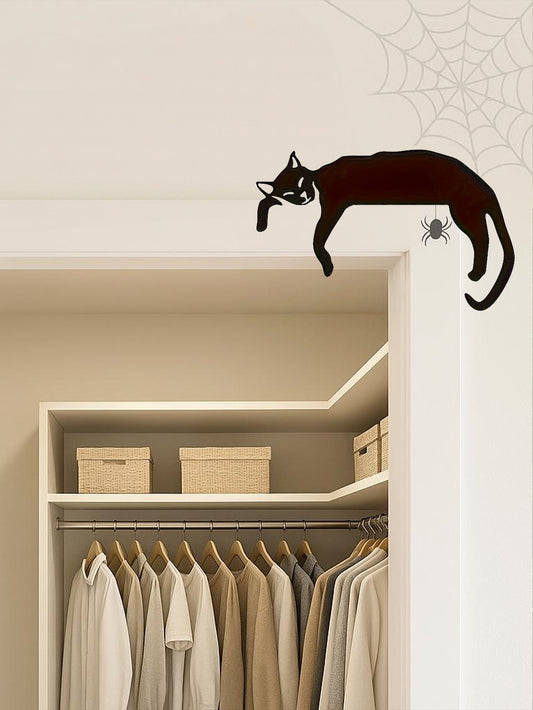 US Local CIFbuy Black Cat Silhouette Wall Art: Elegant Hanging Decor For Living Rooms & Bedrooms, Perfect Halloween & Christmas Door Top Ornament, Hanging Ornaments, Indoor Festive Decor, Stylish Wall Pieces W