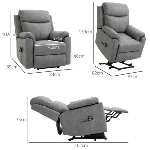 UK Local HOMCOM Faux Leather 70 Electric Riser Recliner Chair - Grey