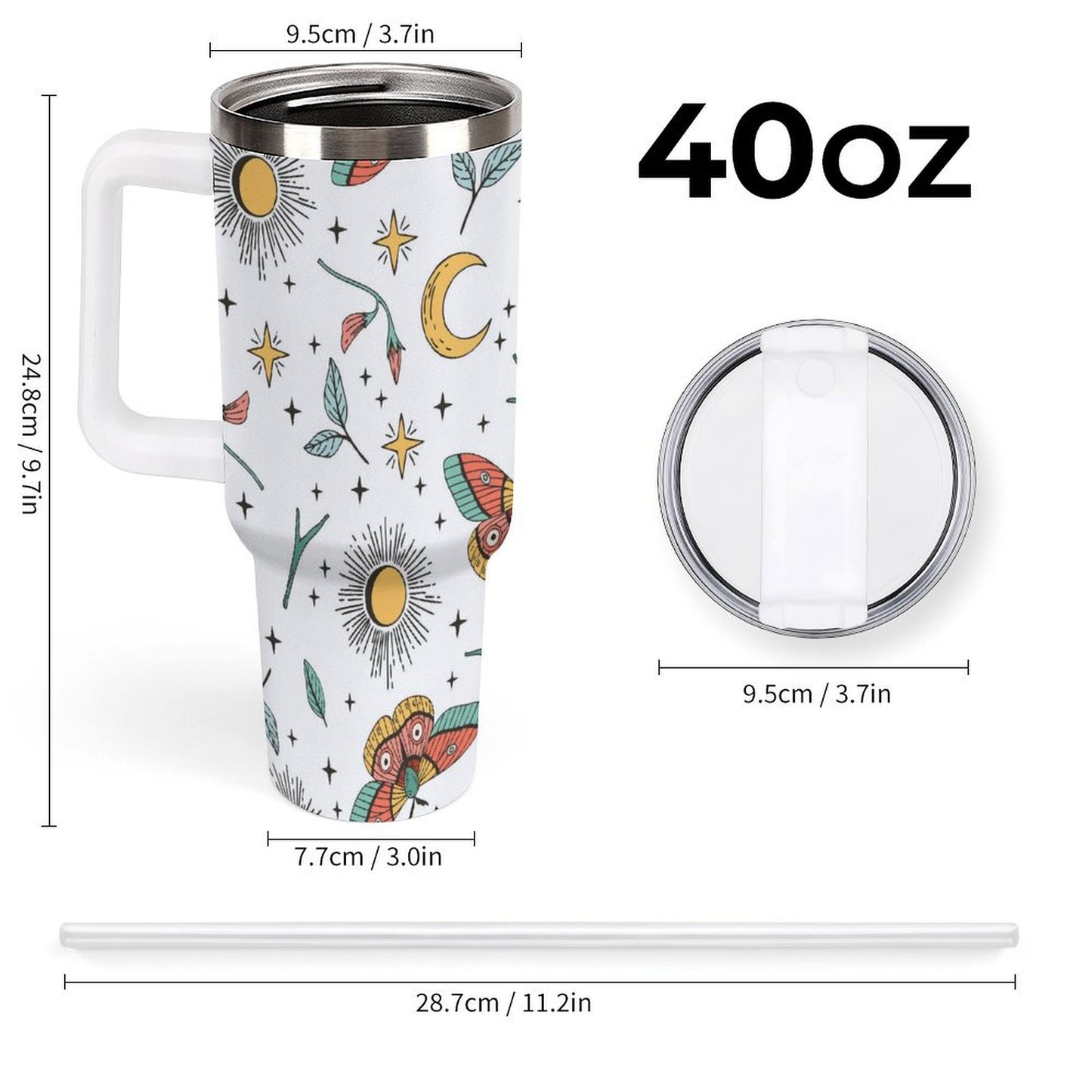 PHDT00483 POD US Local Tumbler 40oz Large Capacity Car Cup Color, Butterfly, Style