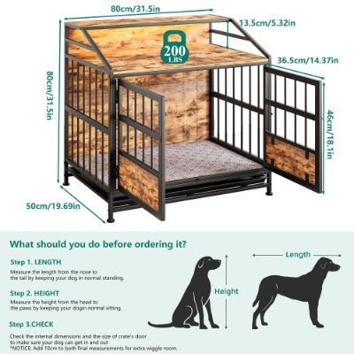 US Local Multi-function Furniture Style Dog Crates With Storage, Dog Crate Furniture Large Wooden Dog Kennel With Double Doors, For Large Medium Dog Indoor, Brown