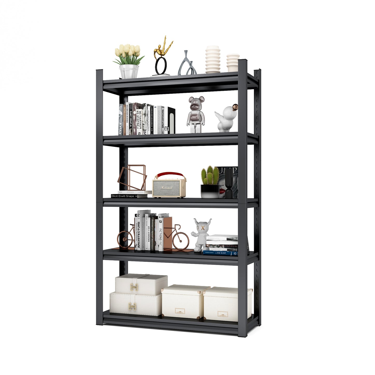 US Local Tier Metal Shelves For Storage Garage Shelving 2000LBS Heavy Duty Storage Shelves Adjustable Garage Shelf Industrial Shelving Unit Storage Utility Rack,Black