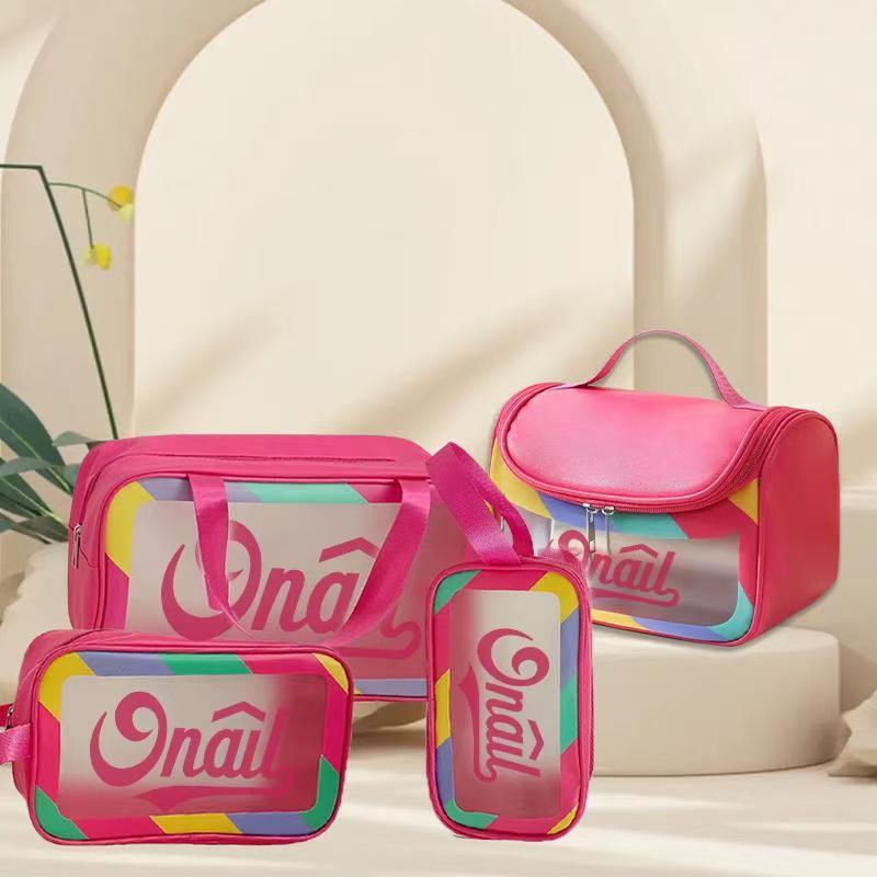 US Local Upgraded Black Simple Bathroom Essential Toiletry Bag Four-piece Set