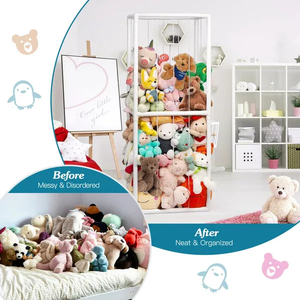 US Local Stuffed Animal Storage PVC Plush Organizer Shelf Plush Stuffed Animal Holder Standing Kids Toy Storage Cage