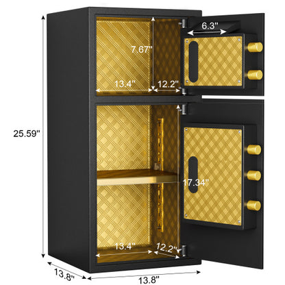 US Local Large Double-door Coin-operated Safe,Digital Security Safe With Fireproof And Waterproof Bag,6.0 Cubic Feet Safe Box With Hidden Code Function For Home,Office And Hotel