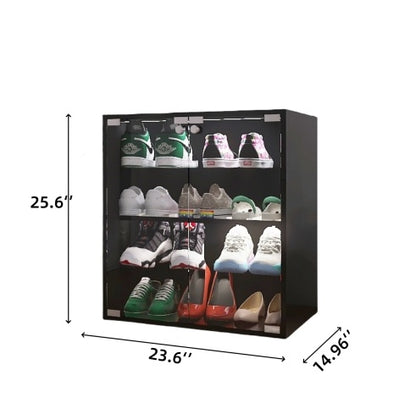 US Local 4-layer Black Shoe Cabinet With LED Lights And Bluetooth Control