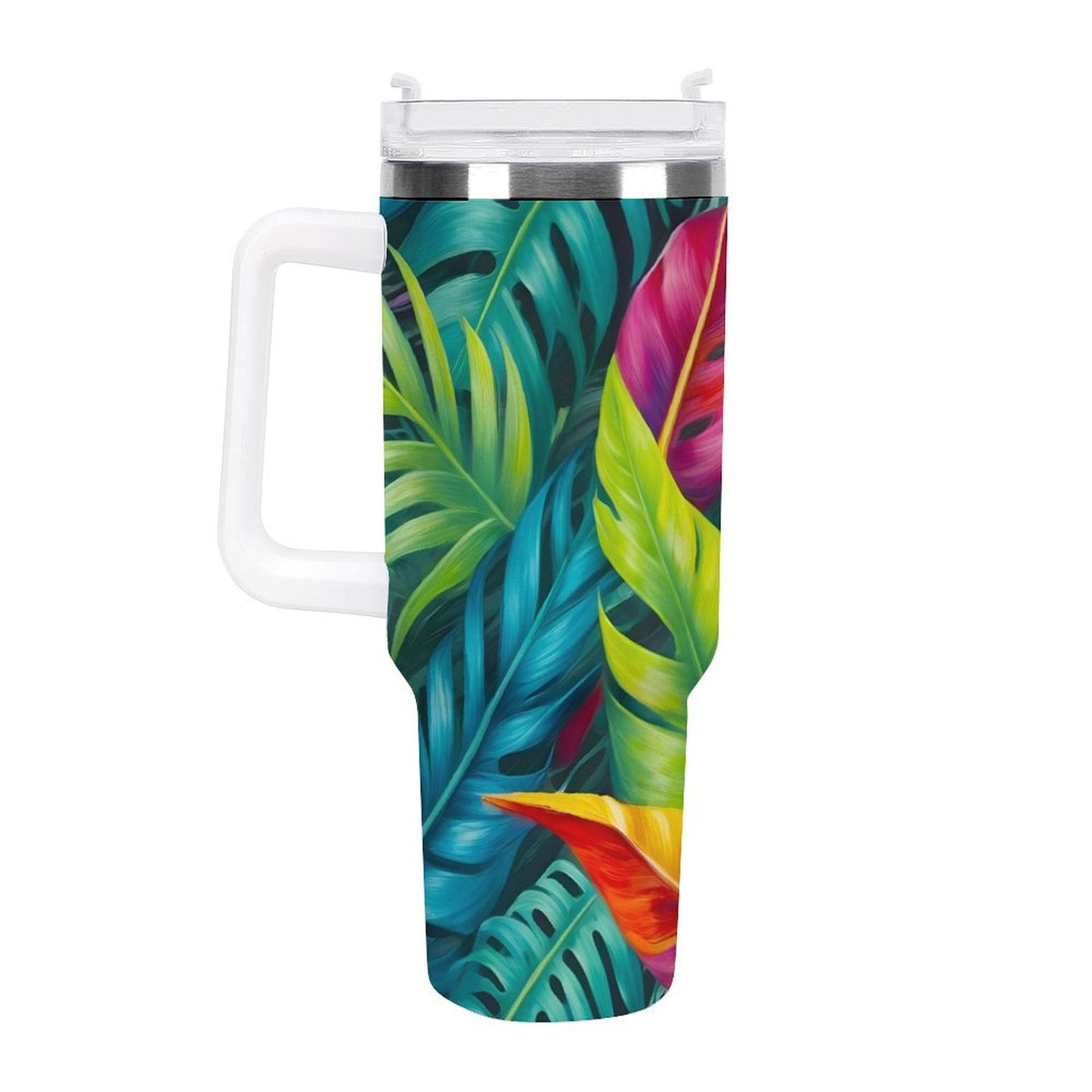 PHDT00098 POD US Local Tumbler 40 oz Large Capacity Car Cup Plants, Green, Leaves