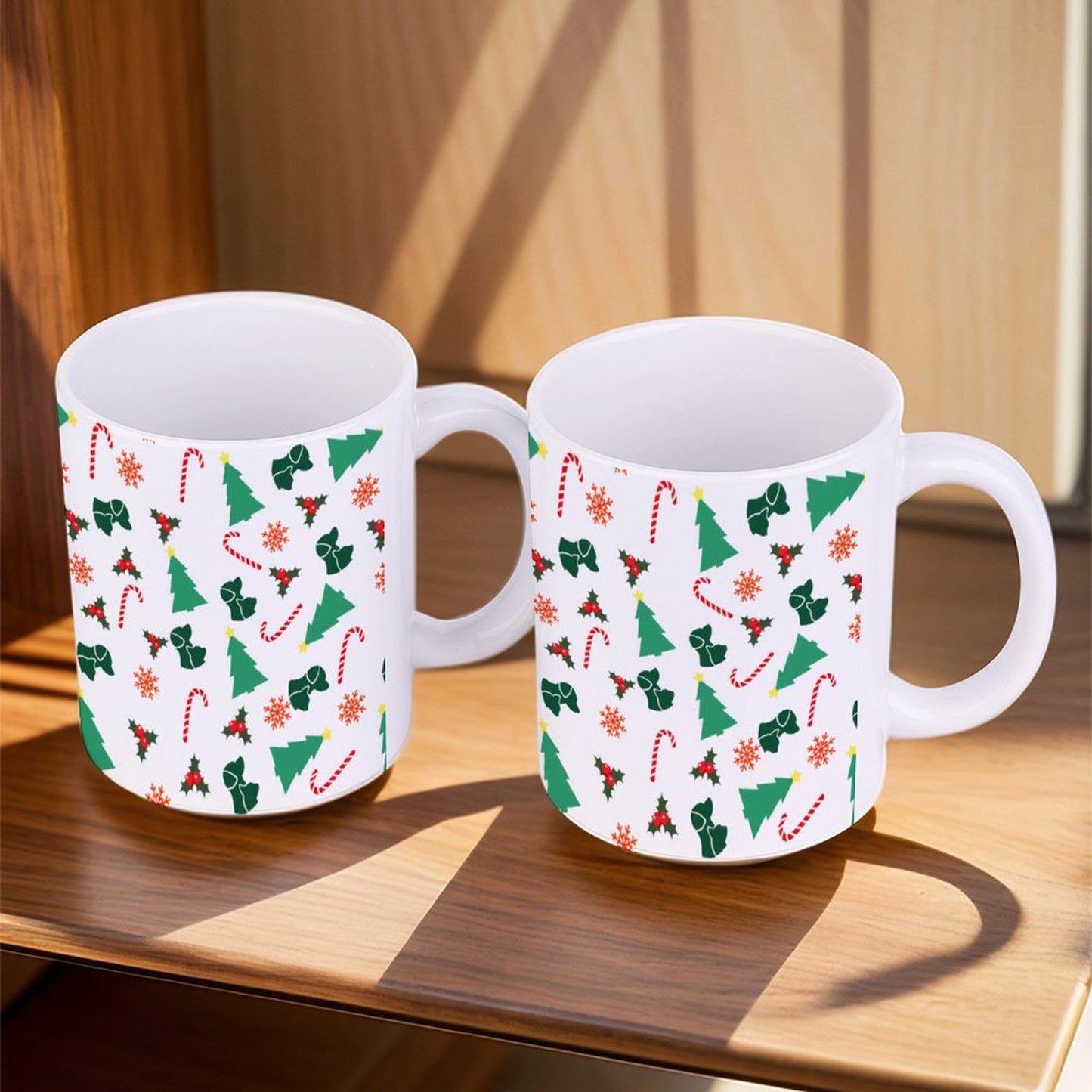 POD US Local White mug with full print, Christmas Tree Dog Cat Candy Snowflake 0027