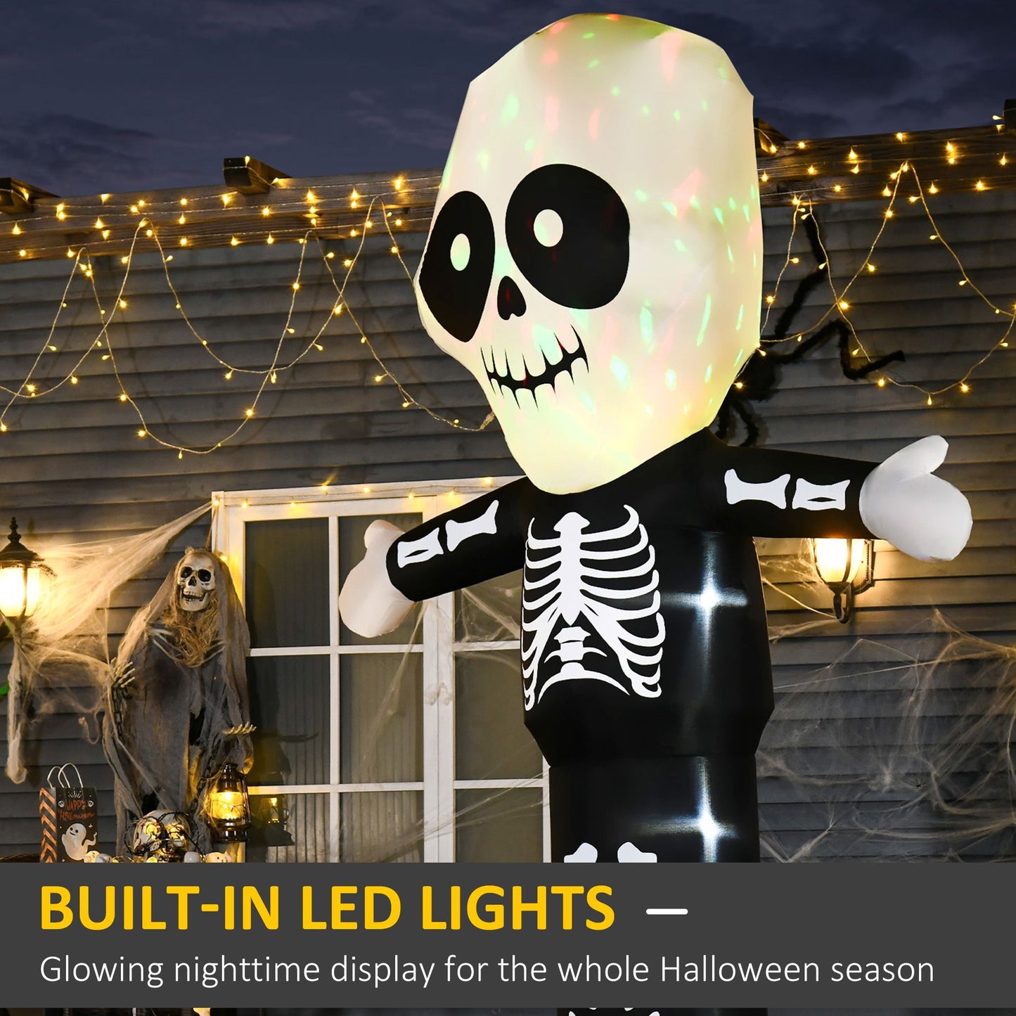 CA Local 10ft Halloween Inflatable Skeleton Ghost Decoration, LED Lighted For Home Indoor Outdoor Garden Lawn Decoration Party Prop
