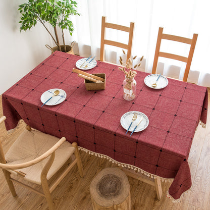 Pastoral Plaid Tassel Tablecloth