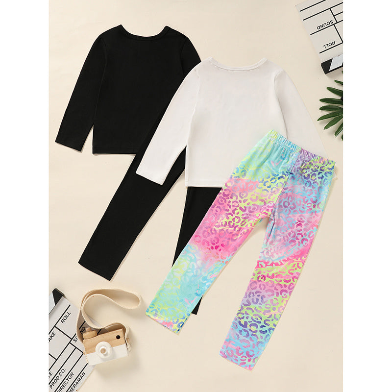 US Local Kid's 'Grandma And Granddaughter' Letter & Heart Print Long Sleeve Top & Pants Set, 2 Sets Comfy Loungewear Outfit