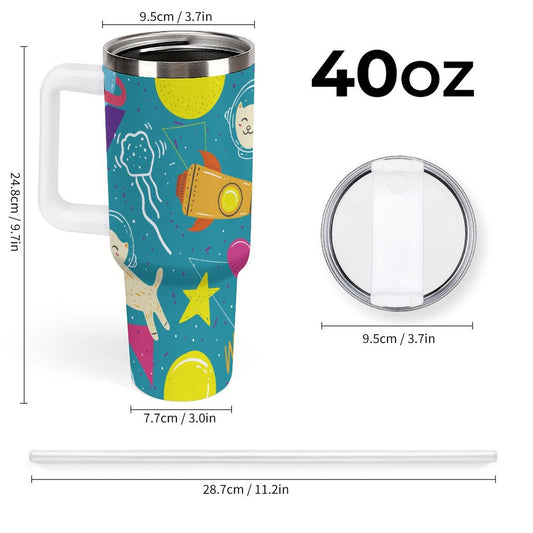 POD US Local Tumbler 40 oz Large Capacity Car Cup Cosmic Planet Cat