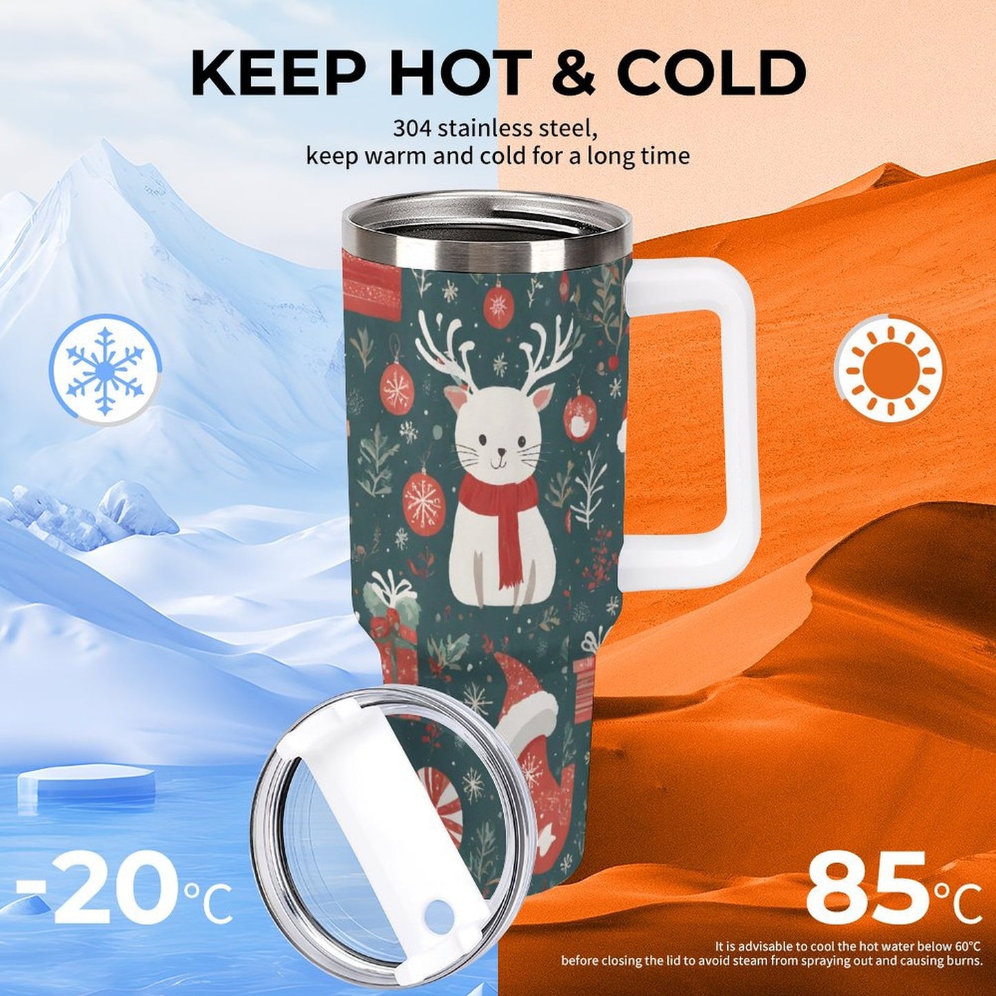 PHDT00341 POD US Local Tumbler 40 oz Large Capacity Car Cup Christmas, Animals