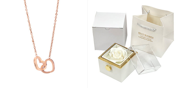 US Local Rotating Soap Flower Rose Gift Box Creative Rotating Rose Jewelry Packaging Box Valentine's Day Gift For Women