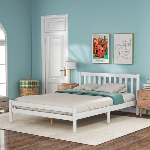 UK Local Wooden Bed Frame, Double Bed 4ft6 Solid Wooden Bed Frame, Bedroom Furniture For Adults, Kids, Teenagers, 135 X 190 Cm