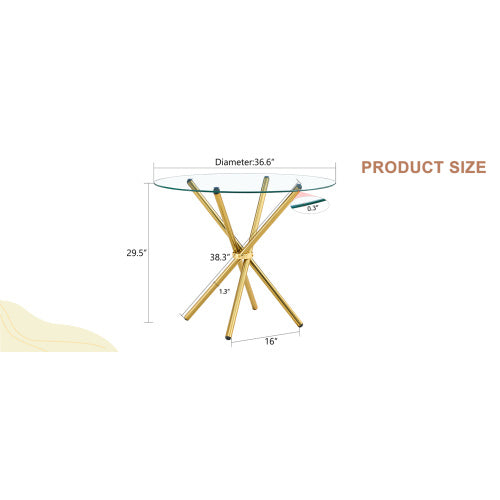 US Local Circular Transparent Glass Dining Table
