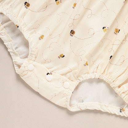 US Local Baby Girl Honeybee Bubble Romper - 1st Bee Day Romper, Infant Bee Birthday Outfit, Cute Bee Romper For Baby