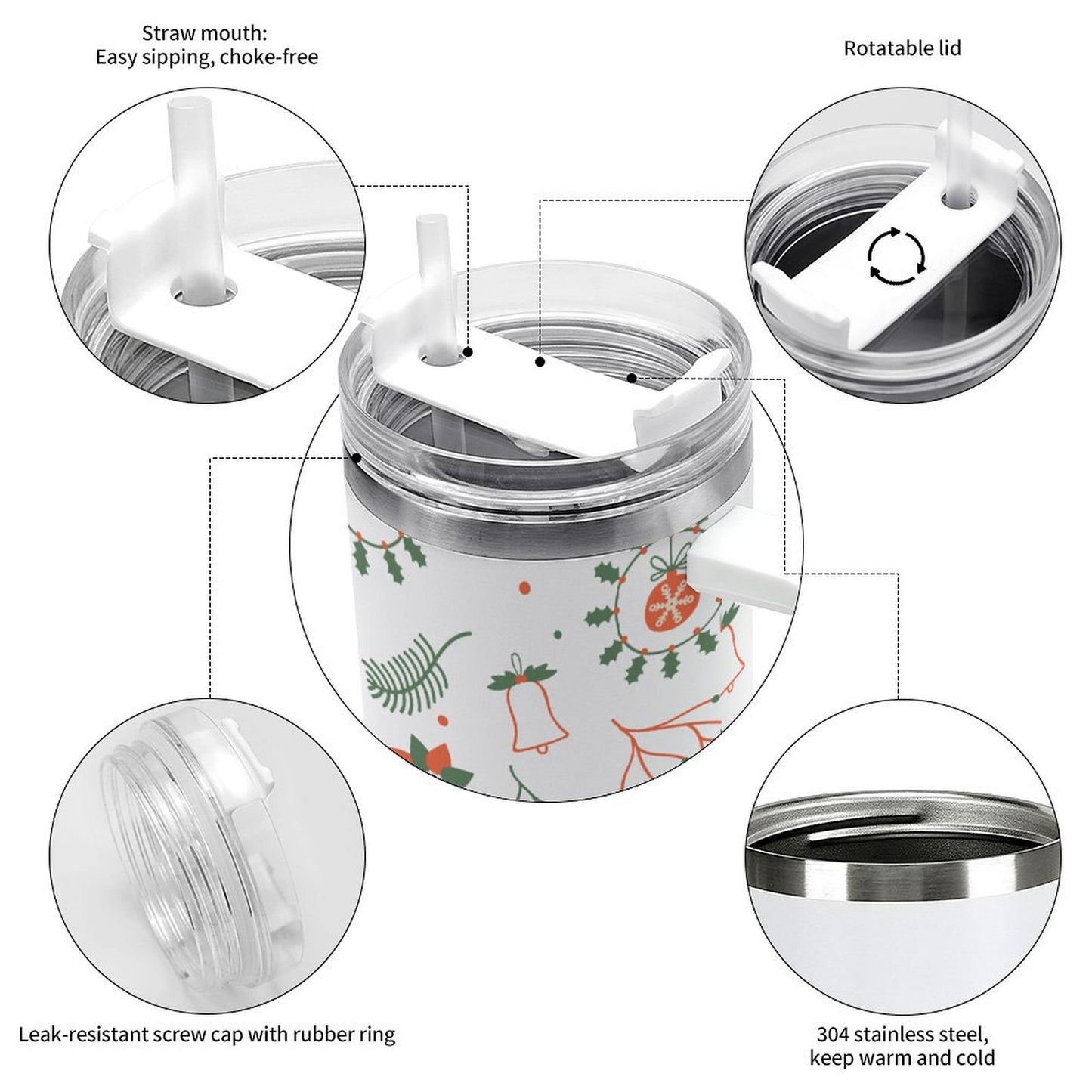 PHDT00079 POD US Local Tumbler 40 oz Large Capacity Car Cup Christmas