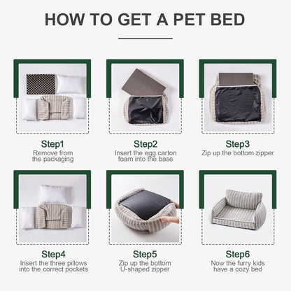 MEWOOFUN Orthopedic Pet Sofa - Supportive Bed For Small Medium Dogs & Cats, Anti-Slip Couch With Removable Cover, Grey, Large