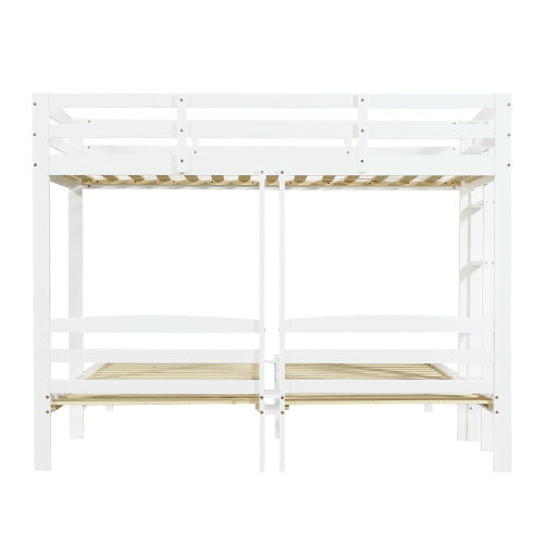 UK Local Bunk Bed Triple Sleeper With Side Ladder For Children And Teens 3FT, White 90x190cm,90x200cm  Mattress Not Included