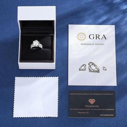 5ct Moissanite Engagement Rings For Women, 11MM Center Stone, D Color VVS1 Created Moissanite Wedding Promise Proposal Rings For Women Her, Anniversary Luxurious Bridal Gift