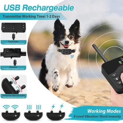 US Local 2 In 1 Wireless Electric Dog Fence Waterproof Pet Shock Boundary Containment System Electric Training Collar For Small Medium Large Dogs