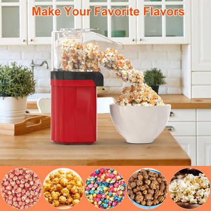 US Local Hot Air Popcorn Popper Maker With Measure Cup And Butter Warmer 1200W Oil-Free Easy To Use 8Cups Mini Popcorn Maker Machine For Home