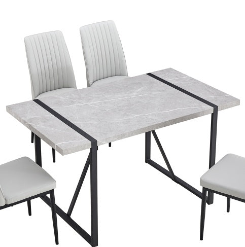 USA Local Modern Dining Table, 55 Inch Kitchen Table For 4 People, Rectangular Dinner Table For Dining Room, Home Office, Living Room Furniture, Easy Assembly,